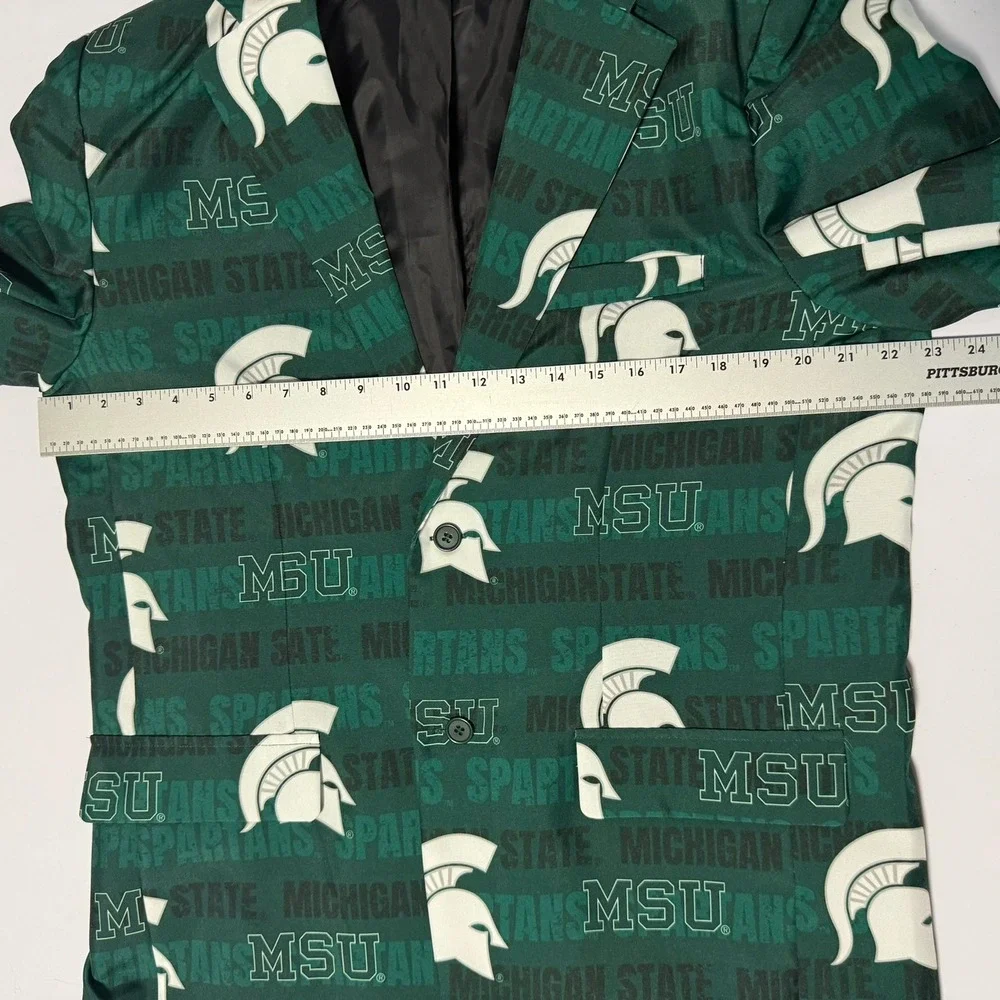 Michigan State Spartans Mens Green MSU All Over Print Blazer Sport Coat Large